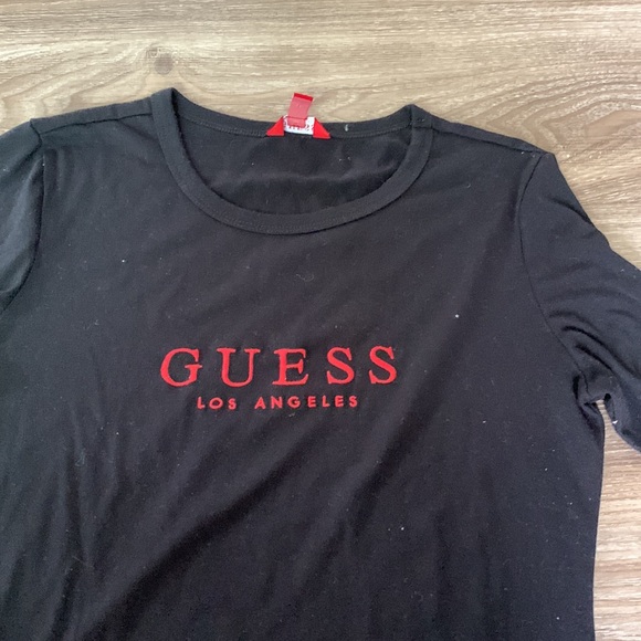 Guess Black Long Sleeve Top with Red Logo - Picture 2 of 5